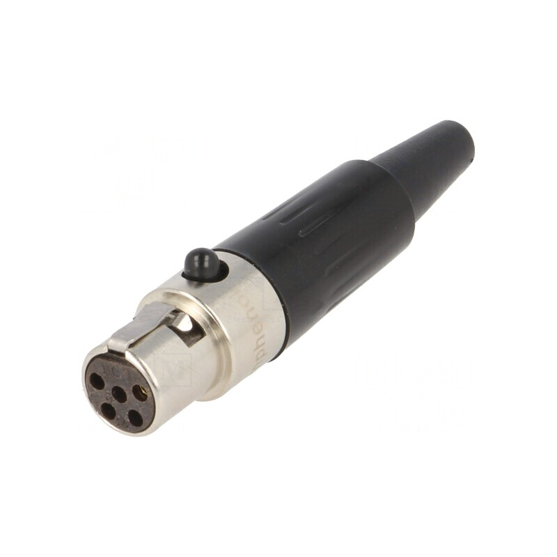 Mufă XLR mini mamă 5 pini cablu lipire 4A 0,5mm2 drept | Electronic-mag.ro | Componente Electronice
