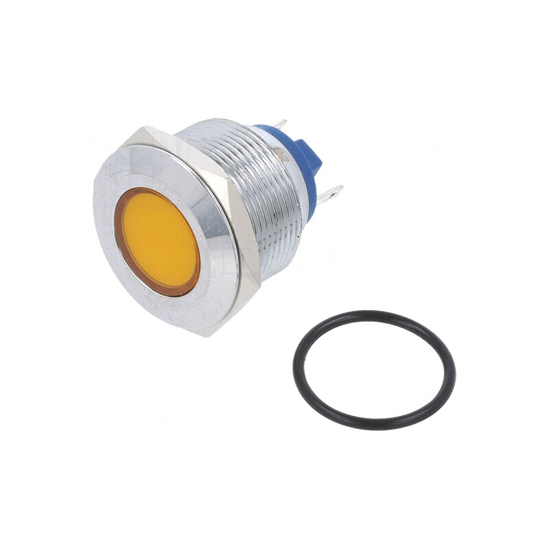 Lampă LED galbenă 12V Ø22mm alamă | Electronic-mag.ro | Componente Electronice Lampă LED galbenă 12V Ø22mm alamă | Electronic-mag.ro | Componente Electronice
