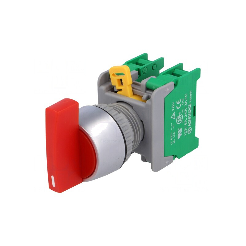 Comutator Rotativ 22mm Roșu 1 NO x2 | Electronic-mag.ro | Componente Electronice