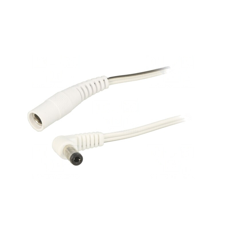 Cablu Alimentare Alb 2x0,5mm2 DC 5,5/2,1 la DC 5,5/2,5 în Unghi | Electronic-mag.ro | Componente Electronice