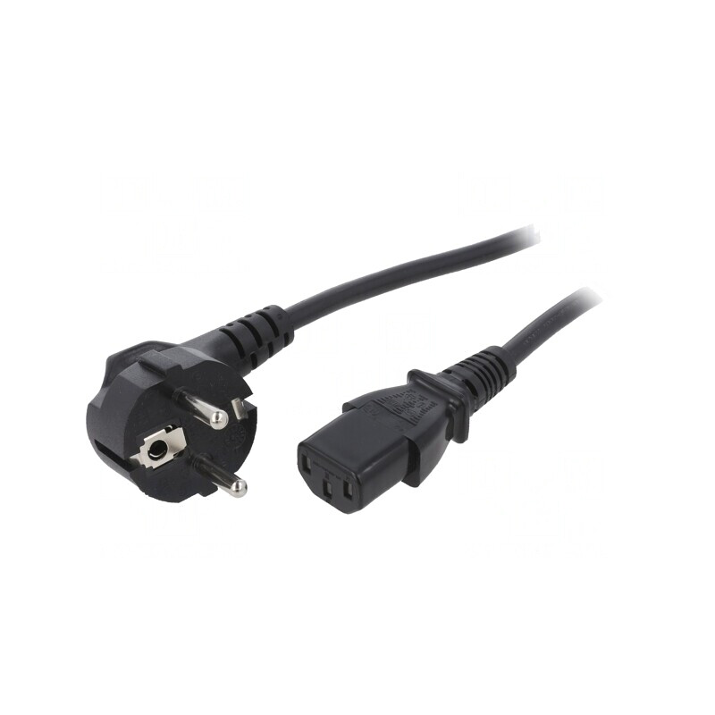 Cablu de Alimentare CEE 7/7 în unghi la IEC C13 1.5m Negru | Electronic-mag.ro | Componente Electronice