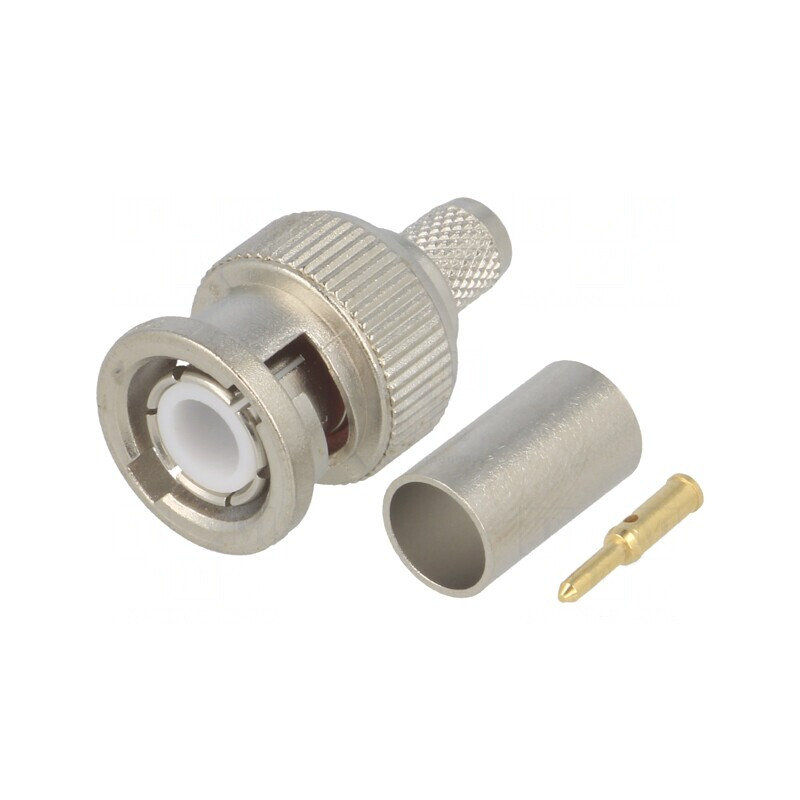 Mufă BNC Tată Drept 50Ω Crimp PTFE Aurită | Electronic-mag.ro | Componente Electronice