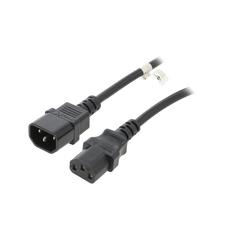 Cablu de Alimentare IEC C13 la C14 1,5m Negru 10A 250V | Electronic-mag.ro | Componente Electronice