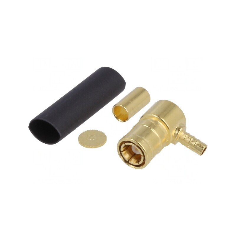 Mufă SMB mamă unghi 90° 50Ω crimpat PTFE aurit | Electronic-mag.ro | Componente Electronice