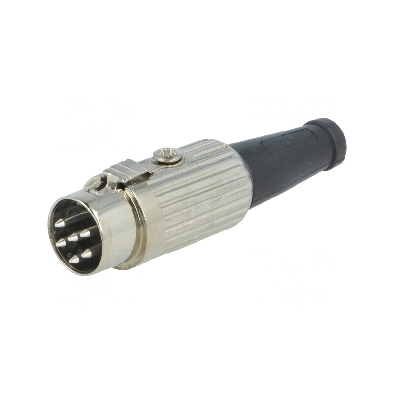Mufă DIN 6 PIN 240° Drept pe Cablu 34V | Electronic-mag.ro | Componente Electronice