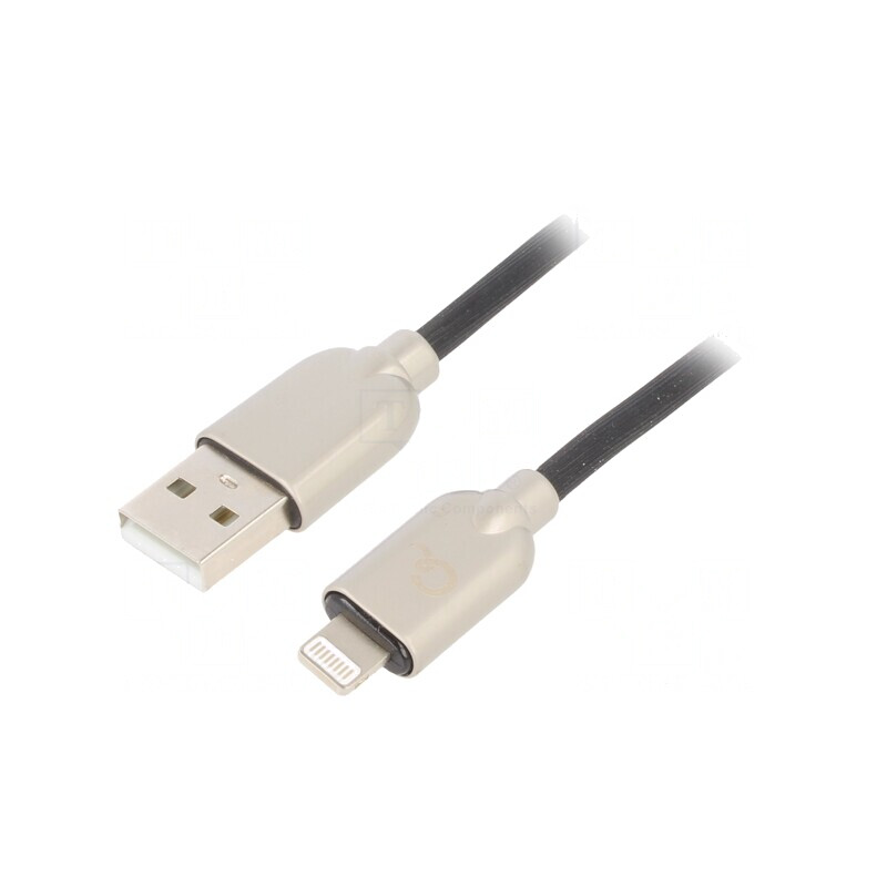 Cablu USB 2.0 Apple Lightning 2m Negru | Electronic-mag.ro | Componente Electronice
