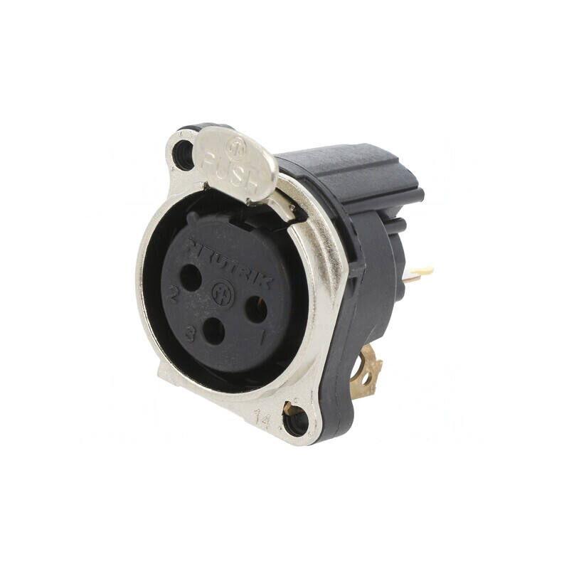 Soclu XLR Mamă 3 PIN cu Buton Argint 6A | Electronic-mag.ro | Componente Electronice