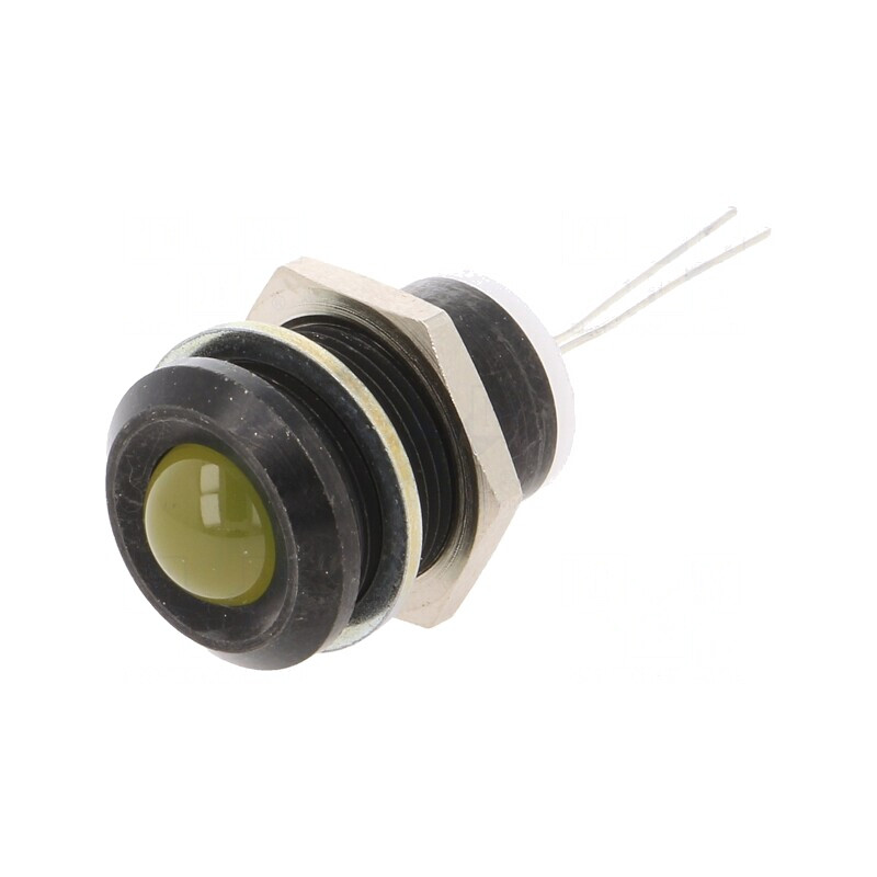 Lampă LED convex galbenă Ø12mm PCB alamă | Electronic-mag.ro | Componente Electronice