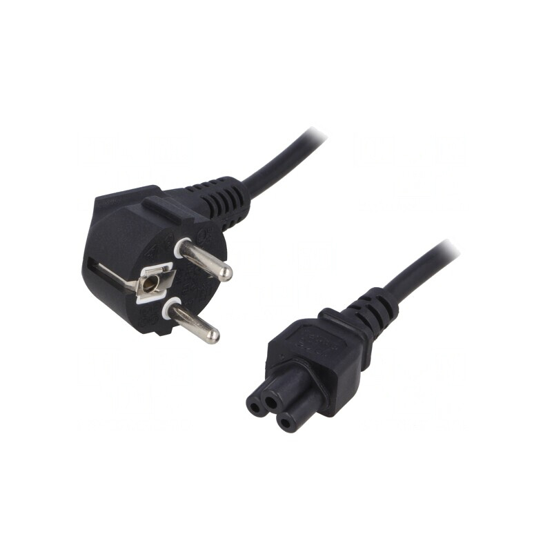 Cablu Alimentare 3x0,75mm2 cu Ştecăr în Unghi și Conector IEC C5 | Electronic-mag.ro | Componente Electronice