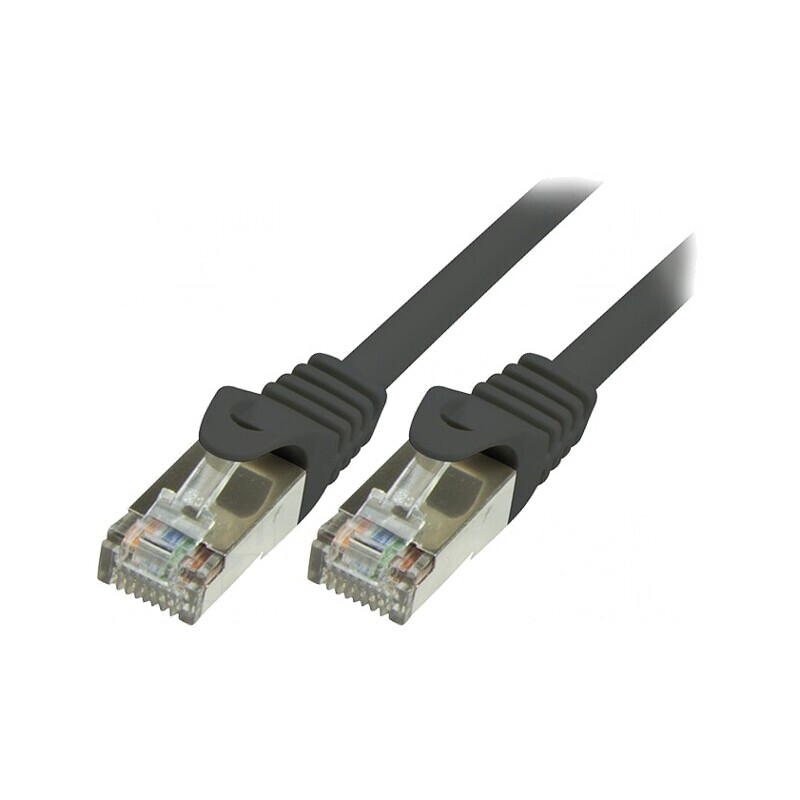 Cablu Patch Cord F/UTP Cat5e 10m Negru Ecranat | Electronic-mag.ro | Componente Electronice