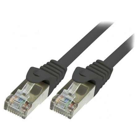 Cablu Patch Cord F/UTP Cat5e 10m Negru Ecranat | Electronic-mag.ro | Componente Electronice