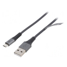 Cablu USB 2.0 A la Micro B Textil 2m 480Mbps | Electronic-mag.ro | Componente Electronice