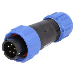 Mufă SP13 Tată 5 PIN IP68 5A Lipire pe Cablu 180V | Electronic-mag.ro | Componente Electronice
