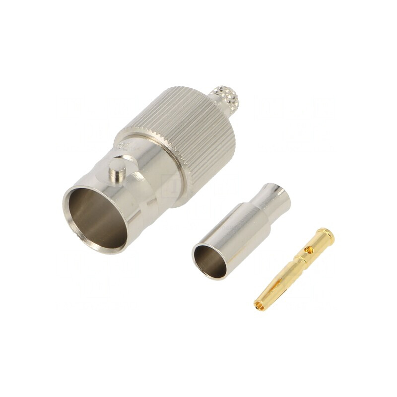 Mufă BNC Mamă Crimpată 75Ω Aurită | Electronic-mag.ro | Componente Electronice