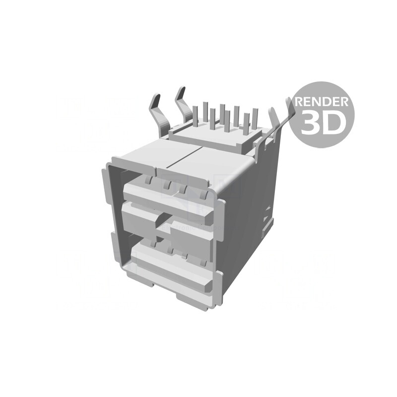 Soclu USB A unghi 90° duble aurit | Electronic-mag.ro | Componente Electronice