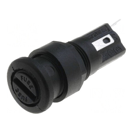 Clema siguranțe cilindrice 5x20mm 250V neagră pe panou | Electronic-mag.ro | Componente Electronice