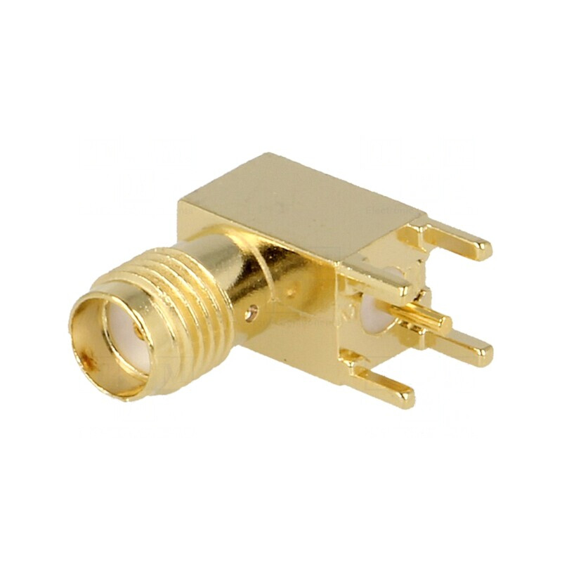 Conector SMA Mamă 90° PCB Aurit 50Ω | Electronic-mag.ro | Componente Electronice Conector SMA Mamă 90° PCB Aurit 50Ω | Electronic-mag.ro | Componente Electronice