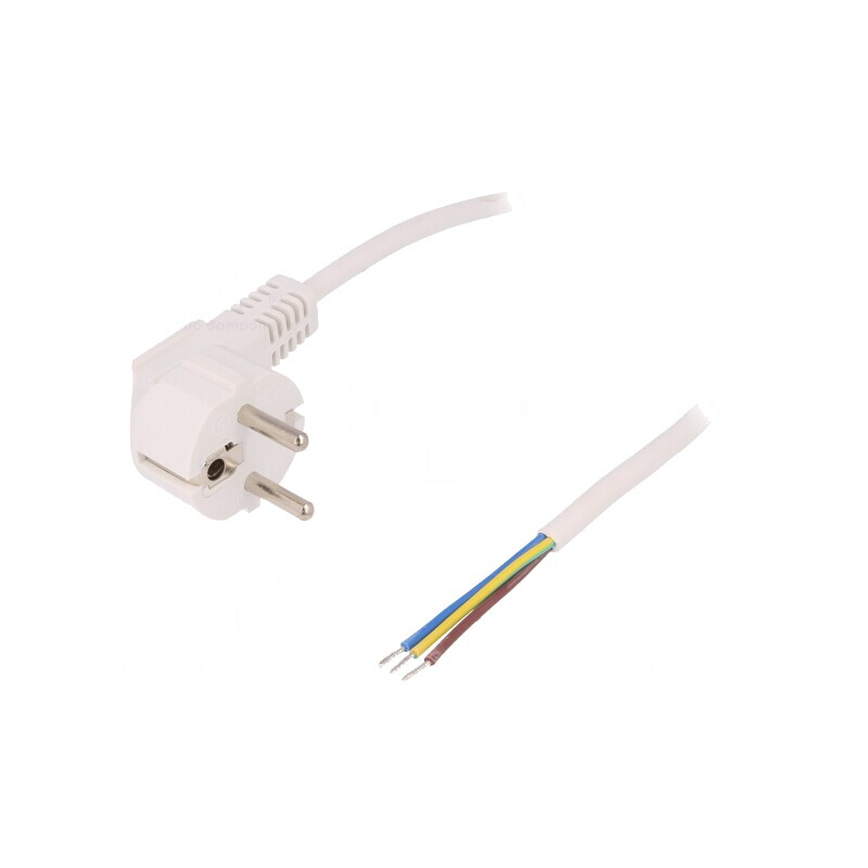 Cablu Alimentare 1,5m Alb 10A CEE 7/7 Ștecăr Unghi | Electronic-mag.ro | Componente Electronice