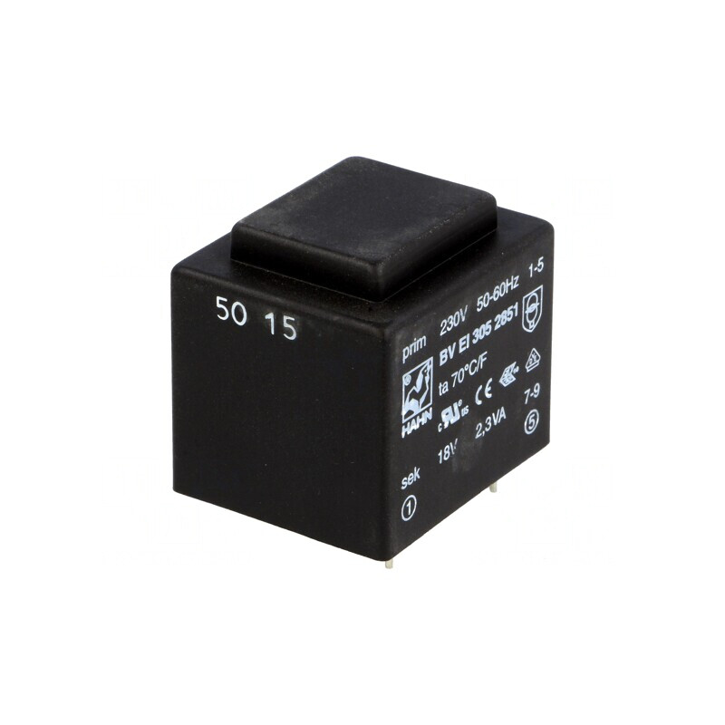 Transformator Încapsulat 2,3VA 230VAC 18V 128mA PCB | Electronic-mag.ro | Componente Electronice