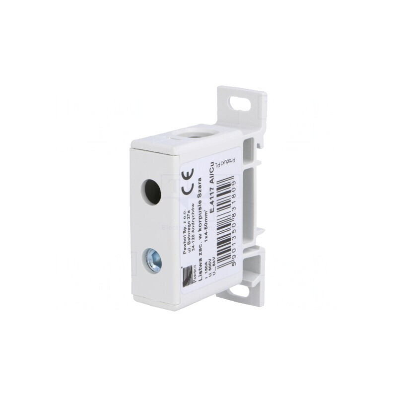 Conector Șine 50mm2 1P 2 Borne Gri 18mm | Electronic-mag.ro | Componente Electronice