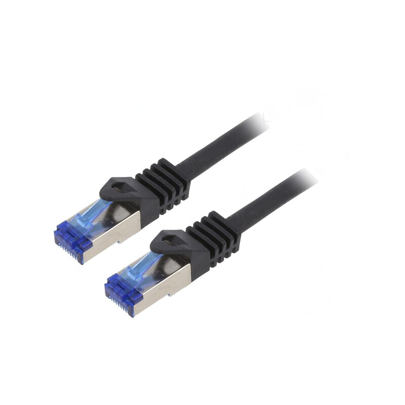 Patch cord S/FTP Cat6a Negru 2m LSZH 26AWG | Electronic-mag.ro | Componente Electronice