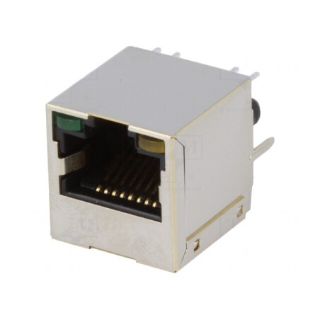Soclu RJ45 Ecranat cu LED 8p8c THT | Electronic-mag.ro | Componente Electronice