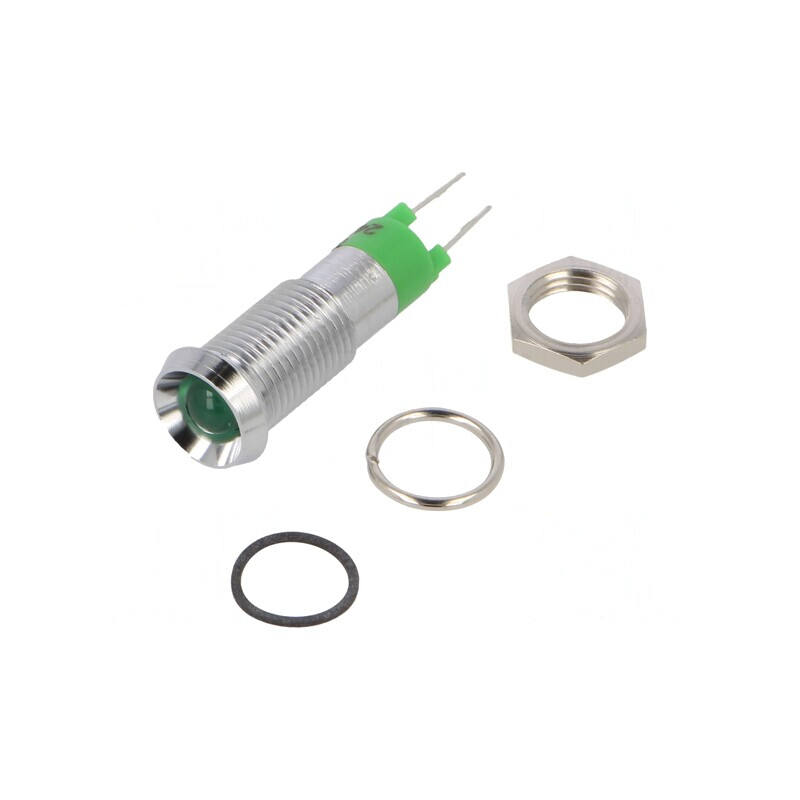 Lampă de control LED concavă IP67 24-28VDC Ø8,2mm metal | Electronic-mag.ro | Componente Electronice