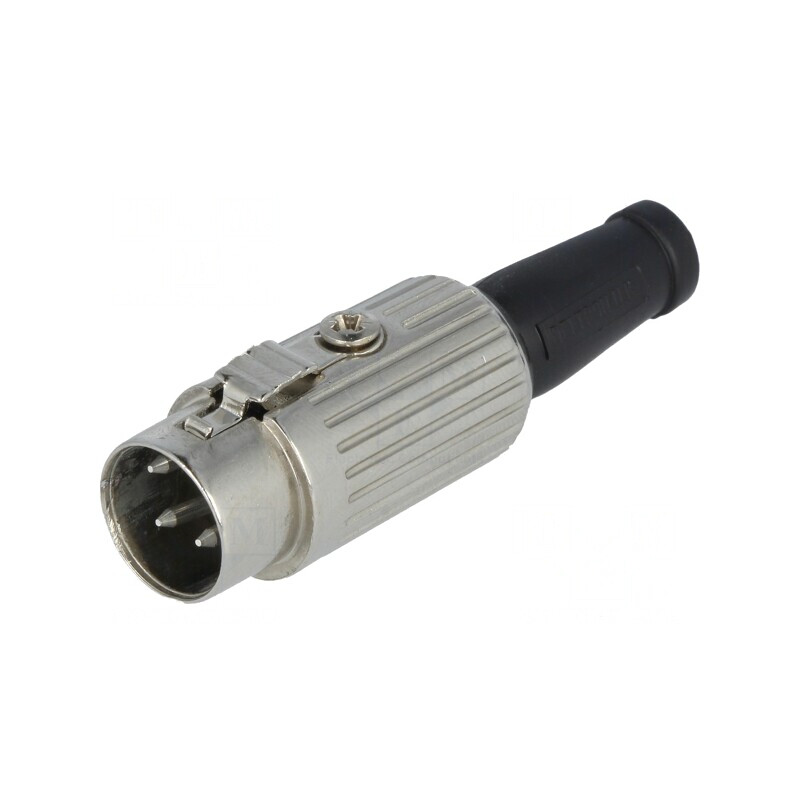 Mufă DIN tată 4 pini 216° drept 34V pe cablu lipire | Electronic-mag.ro | Componente Electronice