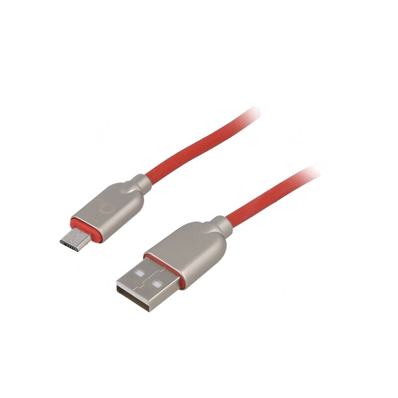 Cablu USB 2.0 A la Micro B Aurit 2m Roșu | Electronic-mag.ro | Componente Electronice