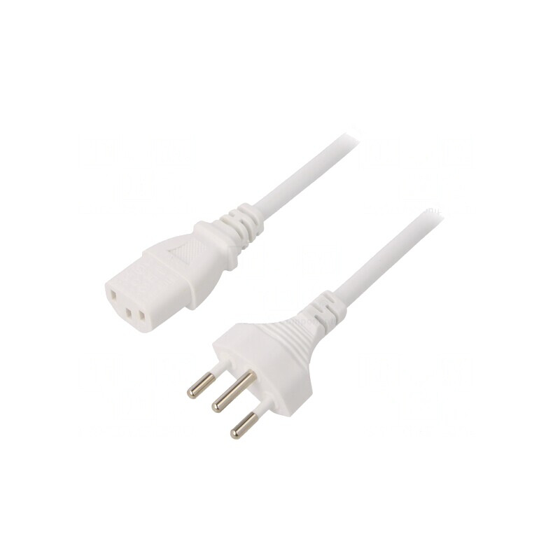 Cablu Alimentare 3x1mm2 IEC C13 Mamă PVC 1.8m Alb 10A | Electronic-mag.ro | Componente Electronice