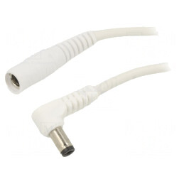Cablu Alb DC 5,5/2,1 Mufă-Soclu în Unghi 1x1mm² | Electronic-mag.ro | Componente Electronice