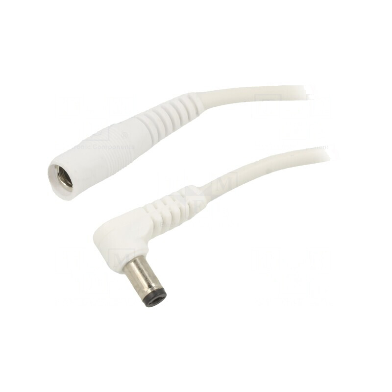 Cablu DC Alb 1x1mm2 5,5/2,1 Soclu 5,5/2,5 Mufă În Unghi | Electronic-mag.ro | Componente Electronice