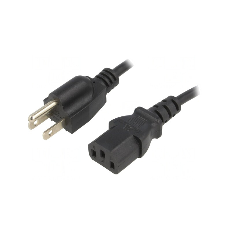 Cablu Alimentare 3x18AWG IEC C13 NEMA 5-15 1.8m Negru | Electronic-mag.ro | Componente Electronice