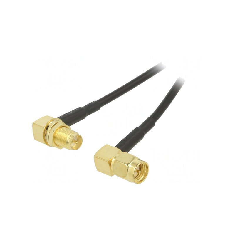Cablu RF 50Ω 1m RP-SMA Mamă la SMA Tată Unghiular Negru | Electronic-mag.ro | Componente Electronice