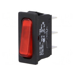 Intrerupător Basculant ON/OFF 20A 250V Roșu cu Bec 230V IP40 | Electronic-mag.ro | Componente Electronice