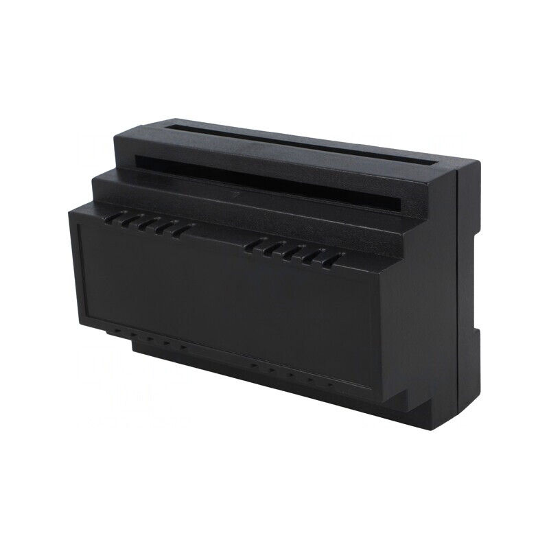 Carcasă DIN 88mm x 138mm x 62mm ABS Neagră | Electronic-mag.ro | Componente Electronice