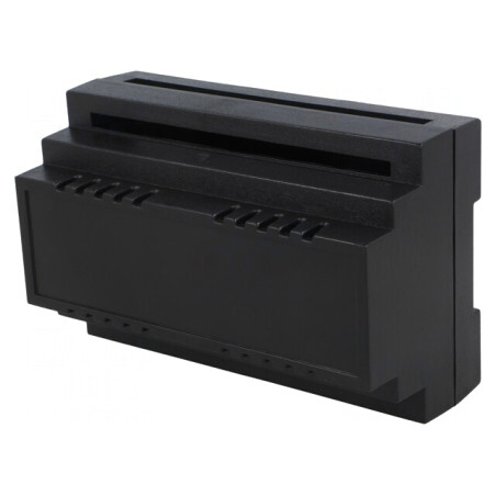 Carcasă DIN 88mm x 138mm x 62mm ABS Neagră | Electronic-mag.ro | Componente Electronice