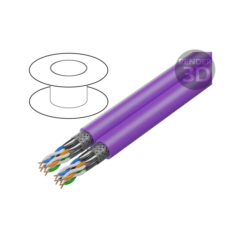 Cablu Ethernet S/FTP Cat7 600MHz 2x4x23AWG FRNC Violet | Electronic-mag.ro | Componente Electronice