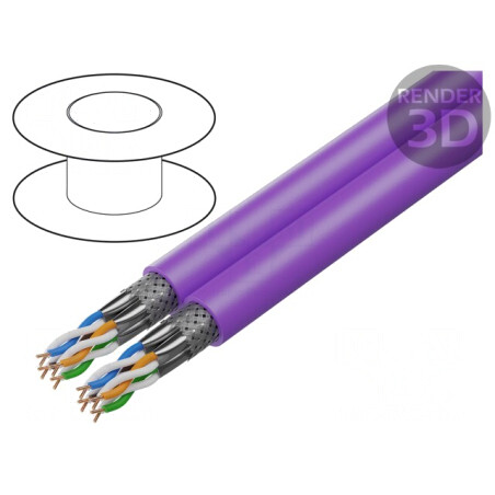Cablu Ethernet S/FTP Cat7 600MHz 2x4x23AWG FRNC Violet | Electronic-mag.ro | Componente Electronice