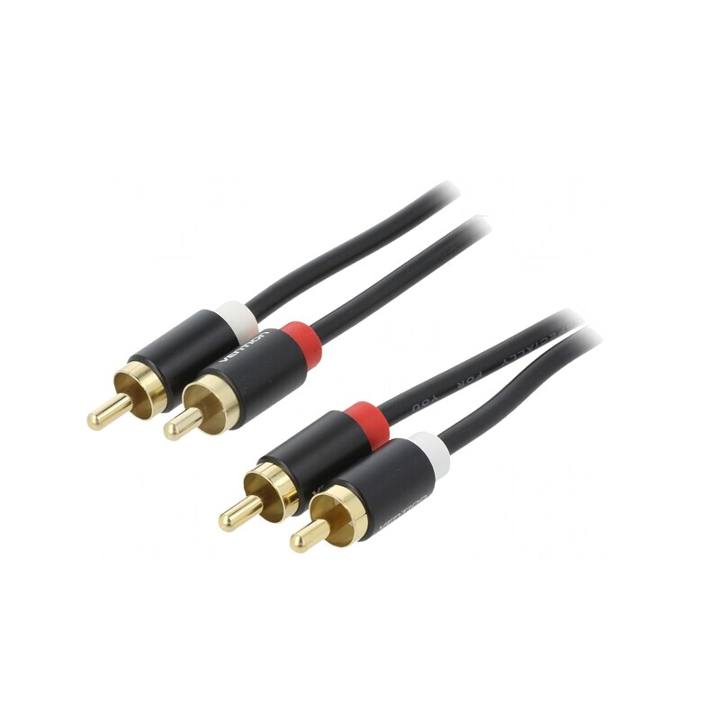 Cablu RCA 2m Aurit Negru x2 | Electronic-mag.ro | Componente Electronice