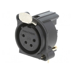 Soclu XLR Mamă 4 Pin Unghi 90° Buton Negru 6A | Electronic-mag.ro | Componente Electronice