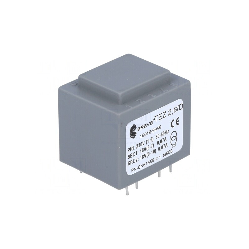 Transformator încapsulat 2,5VA 230V 18V 69,4mA | Electronic-mag.ro | Componente Electronice