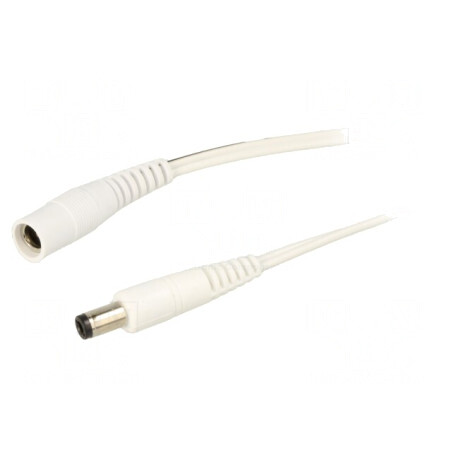 Cablu Alimentare Alb 2x0,5mm2 DC 5,5/2,1 Soclu la DC 5,5/1,7 Mufă | Electronic-mag.ro | Componente Electronice