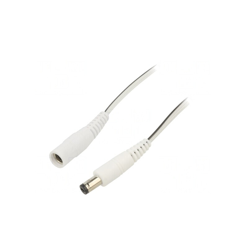 Cablu Alb DC 5,5/2,1 Soclu la DC 5,5/1,7 Mufă 2x0,5mm2 | Electronic-mag.ro | Componente Electronice