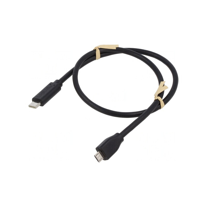 Cablu USB 2.0 USB B Micro la USB C 1m Negru 480Mbps | Electronic-mag.ro | Componente Electronice