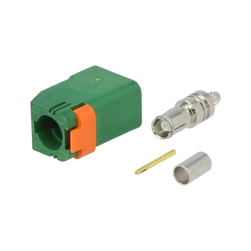 Conector FAKRA Mamă Crimpat Verde Drept | Electronic-mag.ro | Componente Electronice