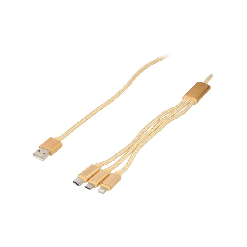 Cablu USB 2.0 1m Textil Auriu Cablexpert | Electronic-mag.ro | Componente Electronice