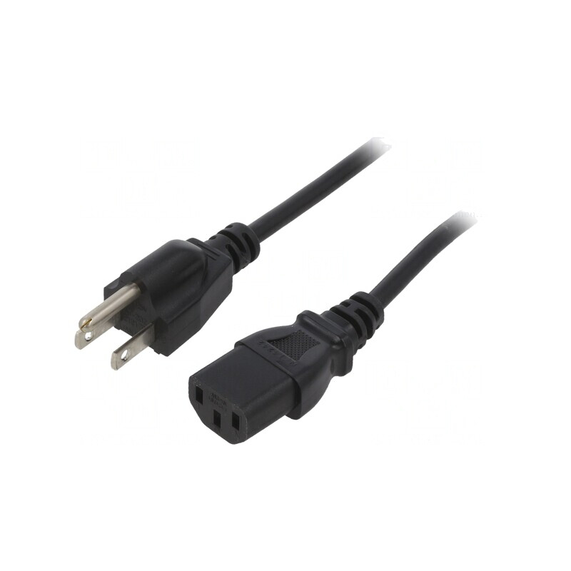 Cablu Alimentare 2m Negru IEC C13 la NEMA 5-15 | Electronic-mag.ro | Componente Electronice