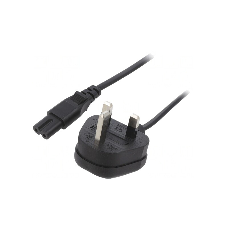 Cablu Alimentare 1.8m Negru 2x0.75mm2 BS 1363 la IEC C7 | Electronic-mag.ro | Componente Electronice