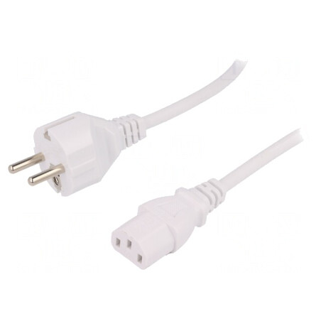 Cablu Alimentare Alb 1.8m 3x0.75mm2 CEE 7/7 la IEC C13 | Electronic-mag.ro | Componente Electronice